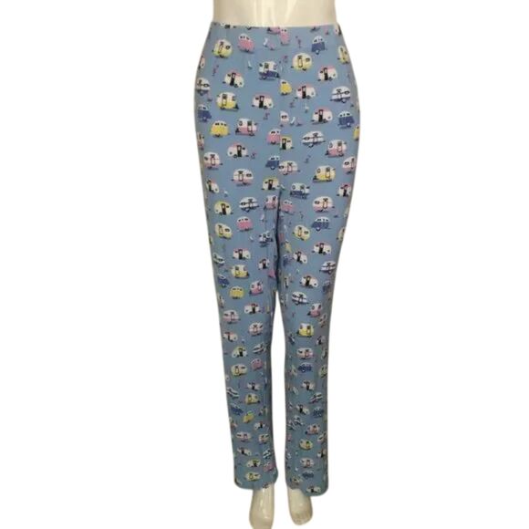 MUNKI MUNKI Pajamas, XXL, Blue, RVs/Trailers/Flamingos, 2 pieces, Top/Pants - Picture 8 of 12